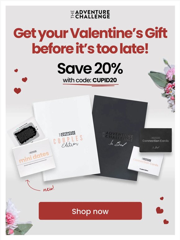 Final days for 20% off Valentine's gifts