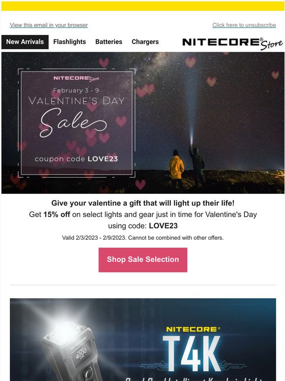 Show the Love this Valentine's Day ❤ 15% off Select Flashlights and Gear