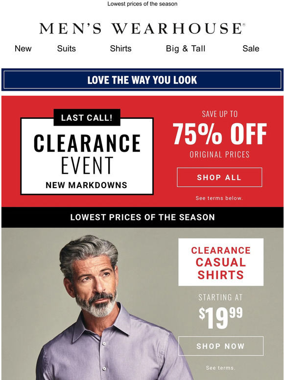Men's Wearhouse All clearance Milled