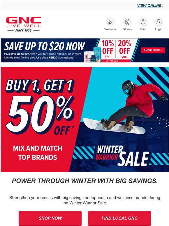 GNC 🤯 What's not to love about BOGO 50 off? Stock up during the Winter Warrior Sale... 🤯 Milled