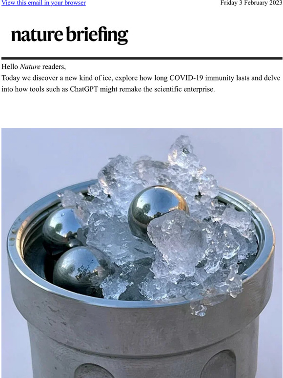 Nature Journal New type of ice discovered Milled