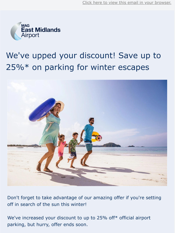 Offer increase! Get up to 25% off* parking