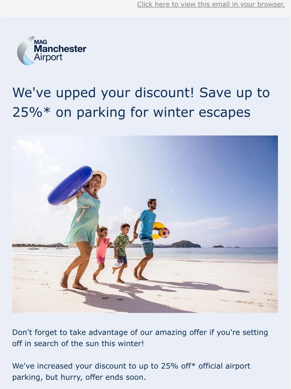 Offer increase! Get up to 25% off* parking
