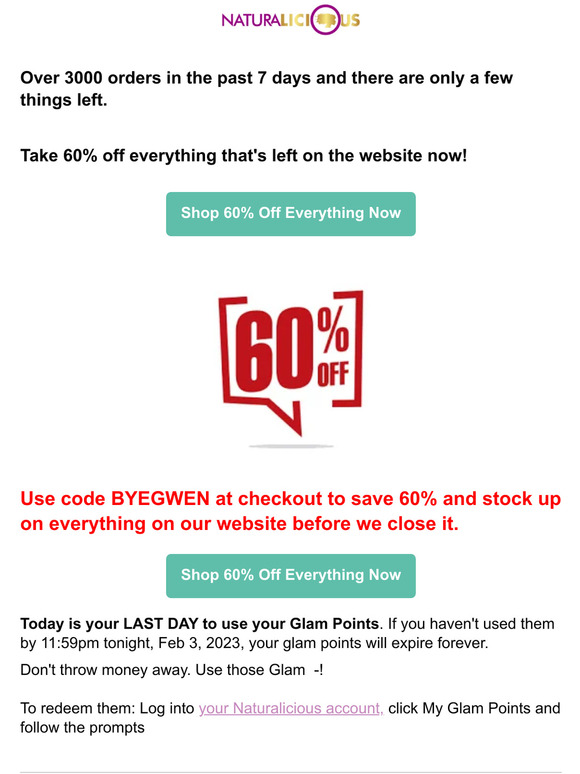 What's left is now 60% OFF!