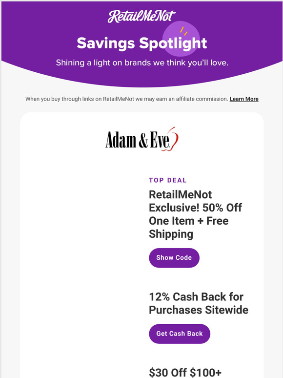 RetailMeNot Email Newsletters: Shop Sales, Discounts, and Coupon Codes