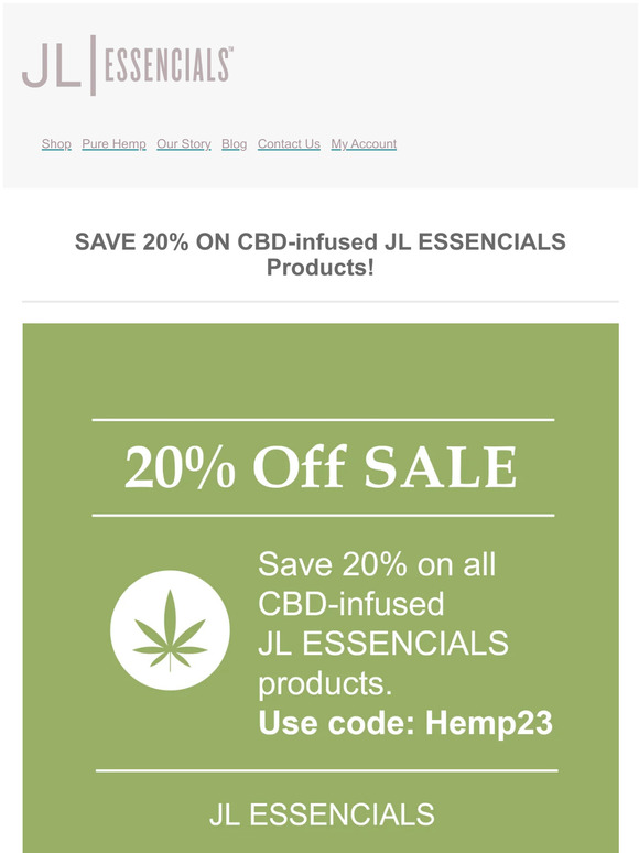🌟Celebrate Hemp Sale - 20% OFF CBD-infused JL ESSENCIALS Products!