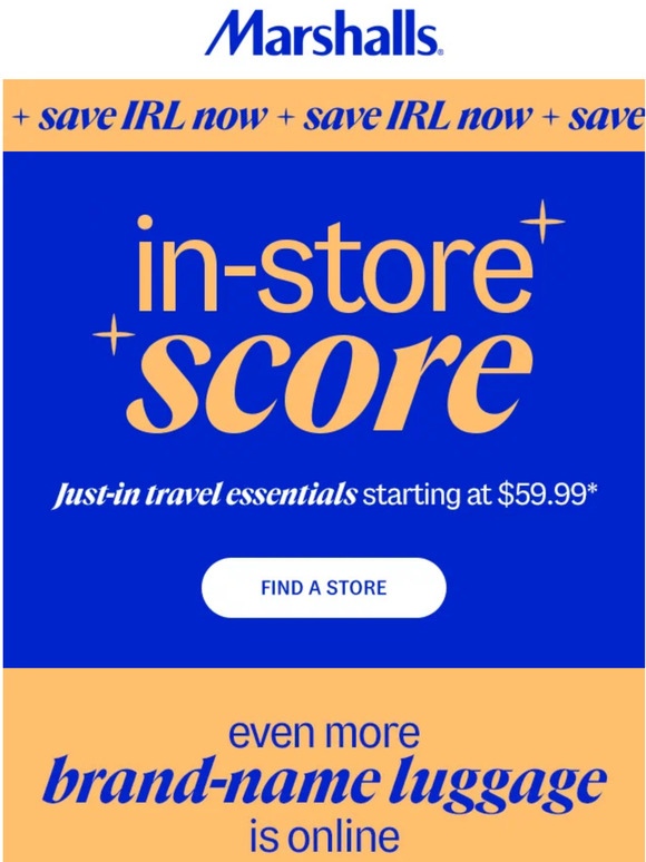 Marshalls In store now Brandname luggage Milled