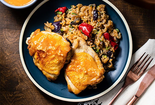 Chicken and Rice with Coconut-Ginger Sauce