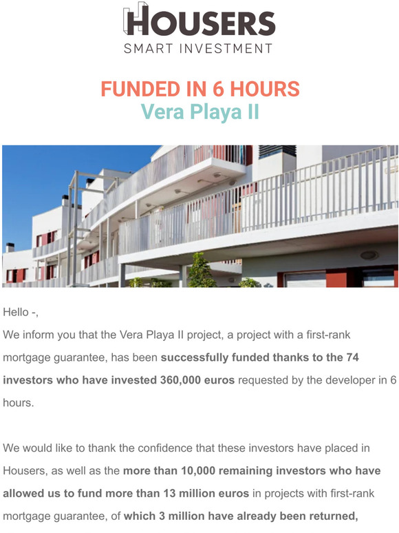 📈 Funded Vera Playa II in 6 hours