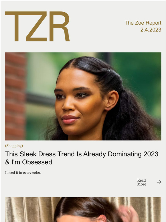 The Zoe Report This Sleek Dress Trend Is Already Dominating 2023 & I'm