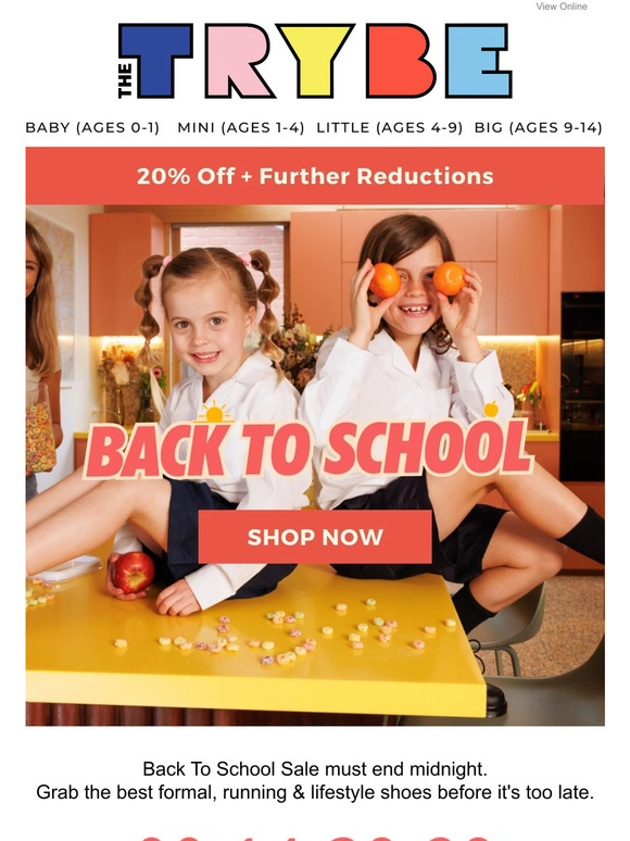 20% OFF SCHOOL AND SPORT SHOES 📣 FINAL HOURS!