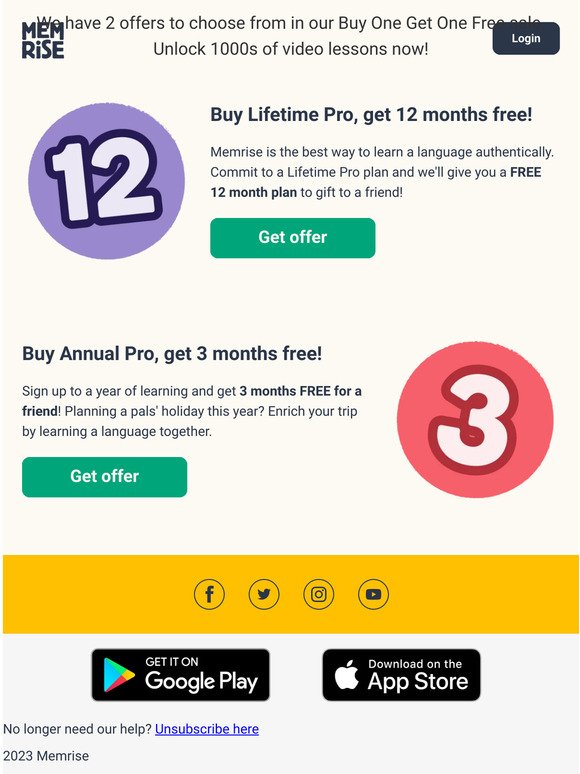 Buy a Memrise Pro plan, get one FREE for a friend!