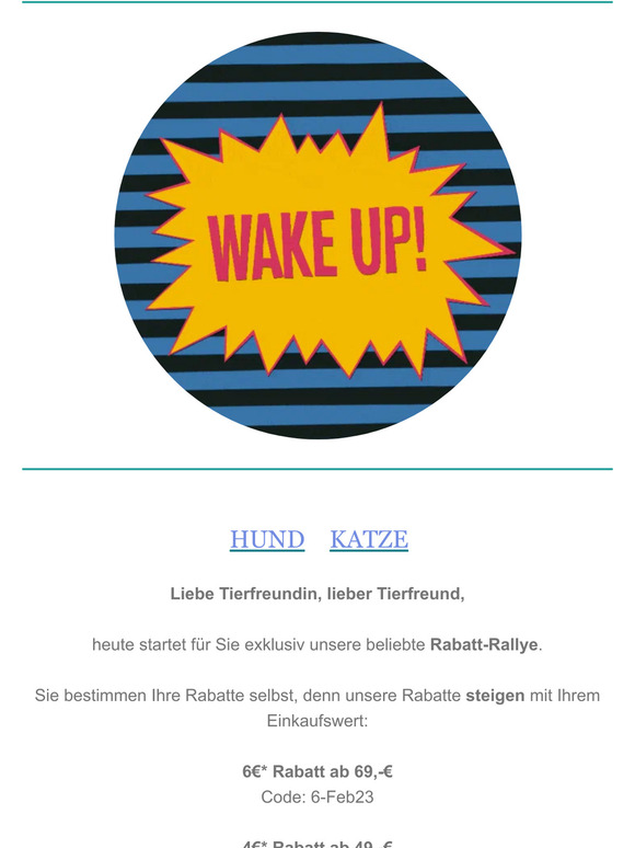 🐶  Belohnen Sie sich selbst bei unserer Rabatt Rallye 🐱