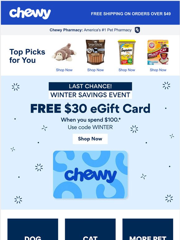LAST DAY: Free $30 eGift Card When You Shop