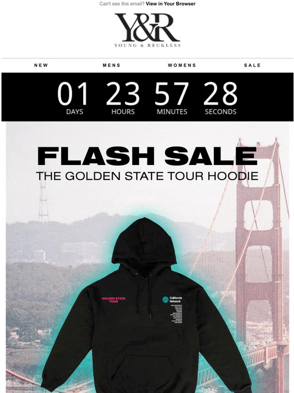 48 Hour Flash Sale - Golden State Tour Hoodie Black - Just $17.99!