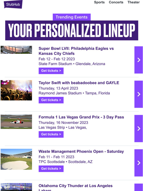 Your StubHub event lineup - StubHub