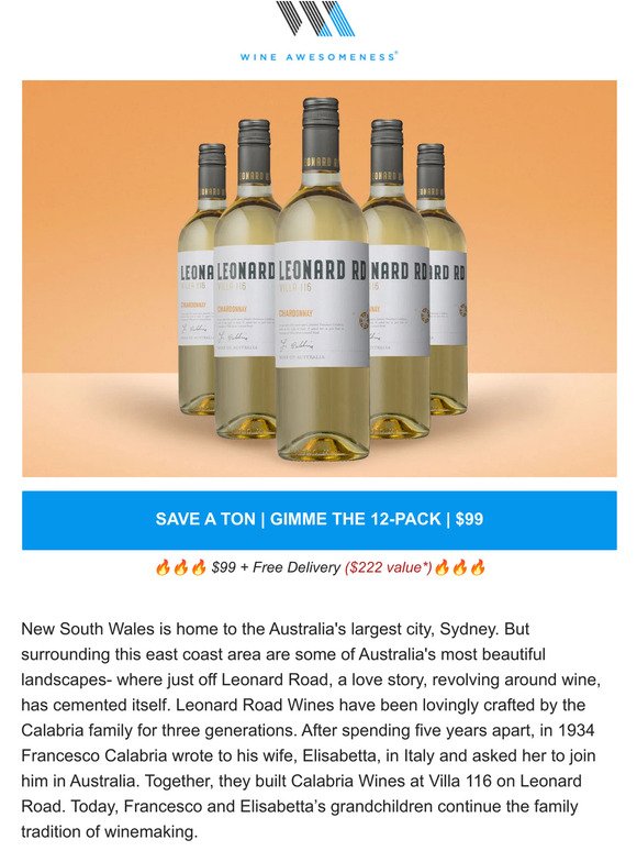 $99 cases... chardonnay meant for super creamy cheeessseee.