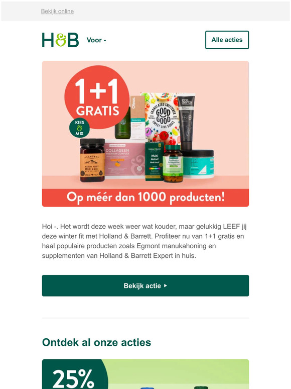 1+1 gratis op meer dan 1000 populaire producten