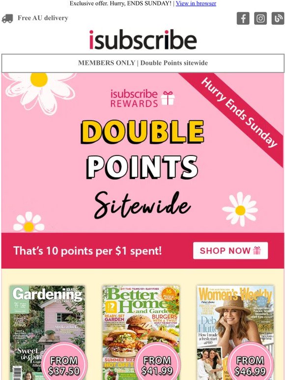 —, Earn 10 points per $1 spent sitewide.