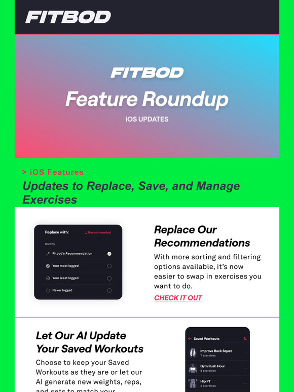 Fitbod 👉Hey —! Fitbod’s Updated Features! 👈 Milled