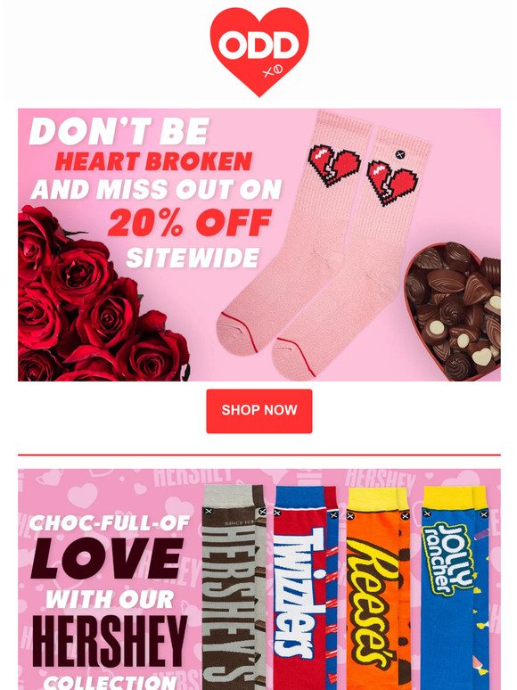 Sock Lovers, Save 20% Sitewide With ODD SOX Valentines Day Sale