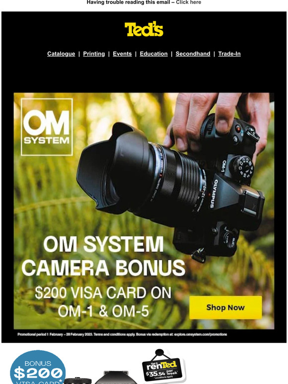 Ted's Cameras 📸 Olympus 200 VISA Card Offer! 📸 Milled
