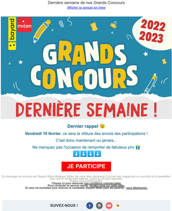 Grands Concours : envoyez-nous vos créations avant vendredi !