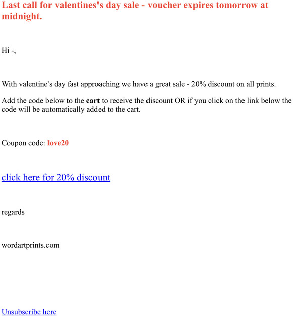 — - last call - 20% off all prints for valentine's day