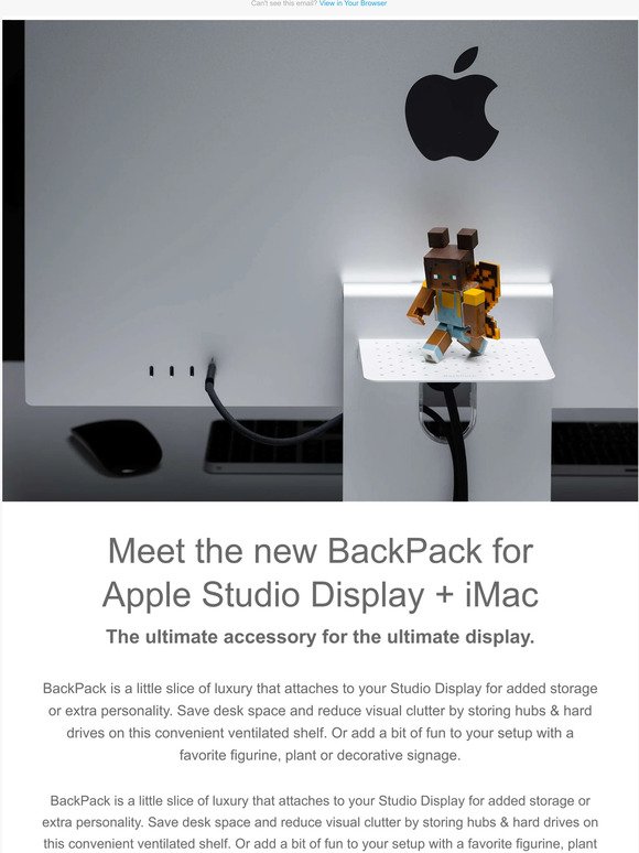 NEW! BackPack for Apple Studio Display is here. 🎉