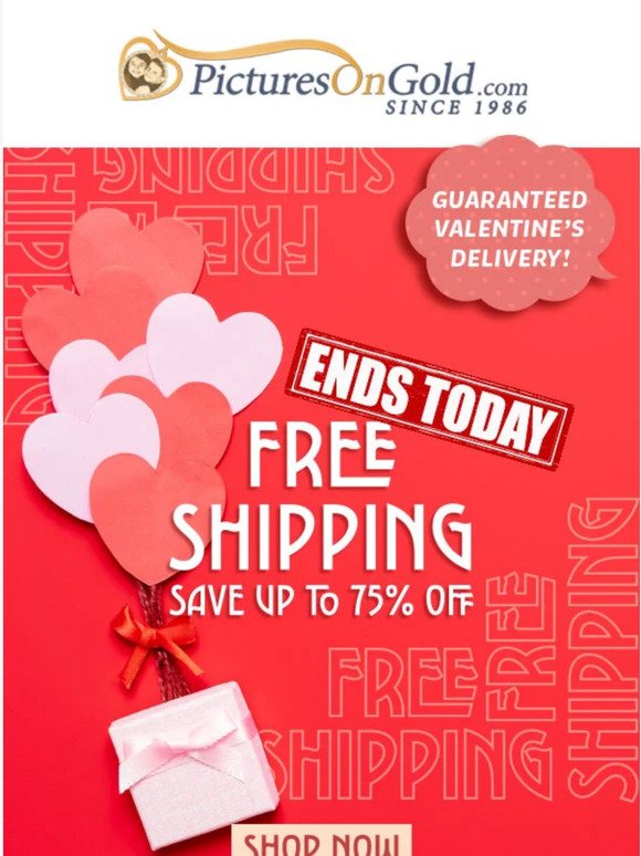 🔴 Free Valentine's Day Shipping Ends Today!