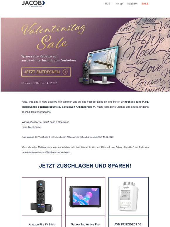 Die JACOB Valentinstags Schnäppchen ❤️ 🛒