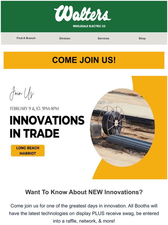 Innovations In Trade! Come Join Us