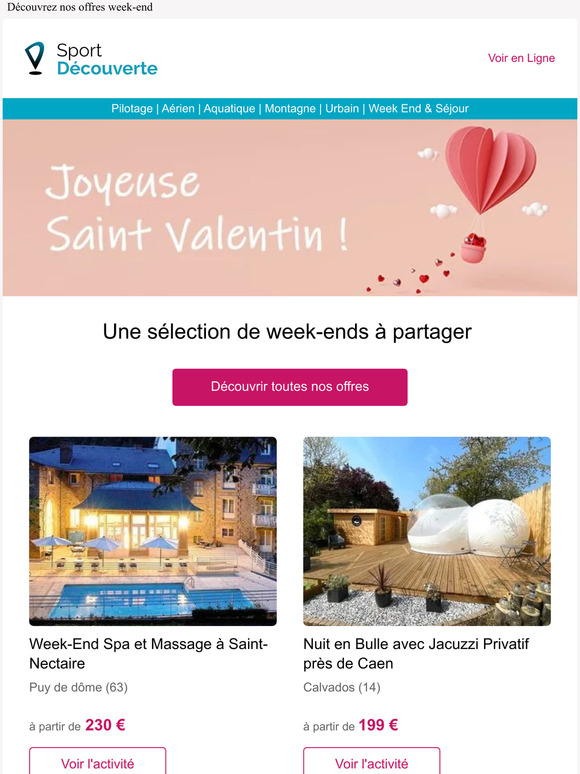 Offrez-lui un moment inoubliable pour la Saint Valentin !