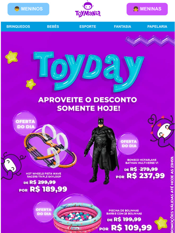 Psiu 👀 é só hoje! Toyday com descontos imperdíveis 🤩😍
