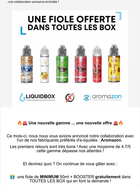 🔥🚨 Ne loupez pas l'offre LiquidBox X Aromazon 🤗
