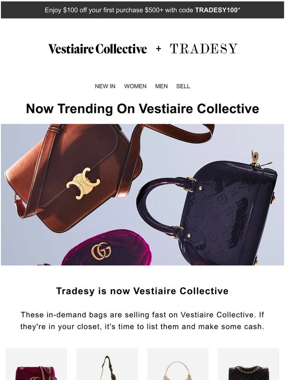 Tradesy: Extra $100 off your next order on Vestiaire Collective