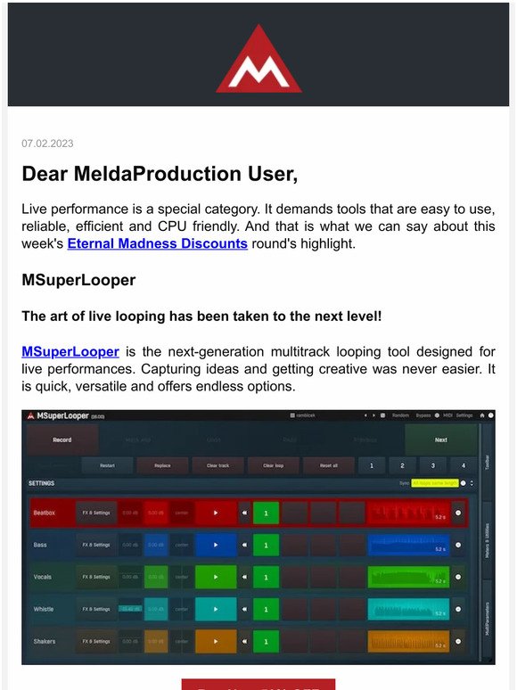 MSuperLooper: Live Looper and 3 more plugins with a 50% discount