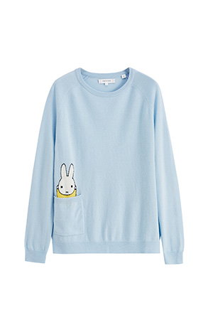 Mint Wool-Cashmere Miffy Peek Pocket Sweater