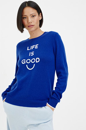 Cobalt Wool-Cashmere Life Is Good Sweater