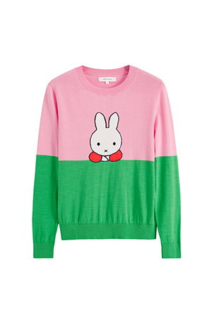 Pink Cotton Colour-Block Miffy Sweater