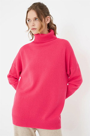 Coral Cashmere Rollneck Sweater