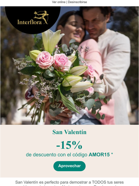 No olvide : -15% para obtener su ramo por adelantado
