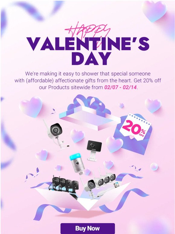 The Best Gifts for Valentine, Get 20% Off sitewide from Zmodo!