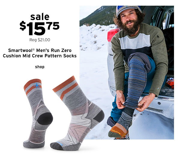 Smartwool Men's Run Zero Cushion Mid Crew Pattern Socks - Click to Shop