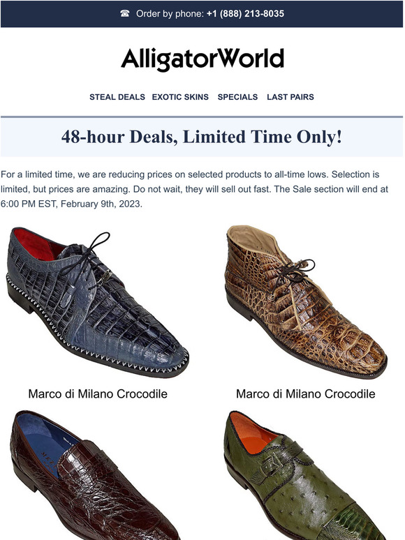 Alligator world exotic shoes online