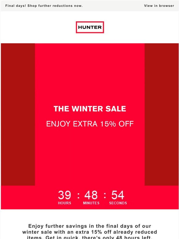 48hrs only! Extra 15% off sale