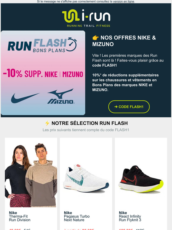 Nike & Mizuno 📣 -10% supplémentaires