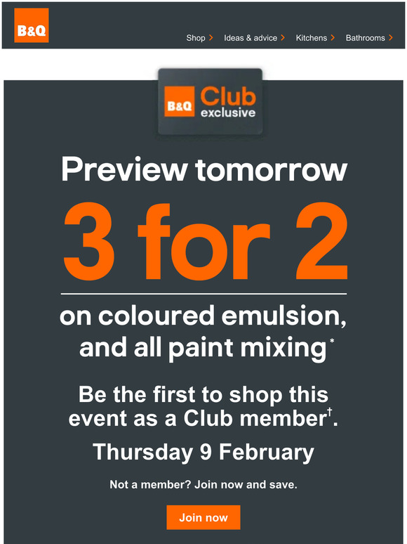B&Q: Club exclusive early access | 3 for 2 on Paint | Milled