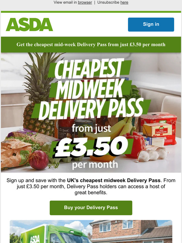 Asda Get the UK's cheapest midweek Delivery Pass 🚛 Milled