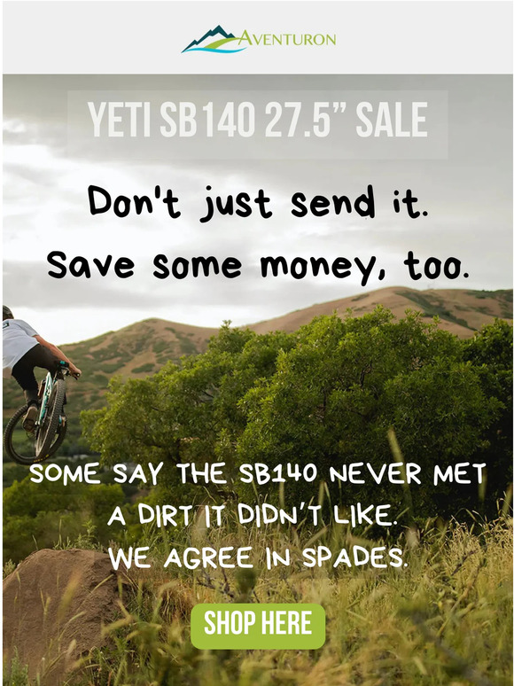 RUN! 20% OFF: Yeti SB140 27.5" Bikes.